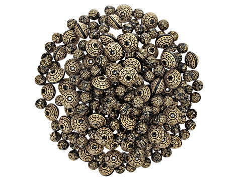 Pre-Owned Carved Resin Beads appx 1lb in 2 Styles with Large Hole