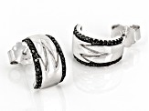 Pre-Owned Black Spinel Rhodium Over Sterling Silver Earrings 0.40ctw