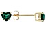 Pre-Owned Green Lab Created Emerald 10K Yellow Gold Childrens Heart Stud Earrings 0.68ctw