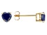 Pre-Owned Blue Sapphire 10K Yellow Gold Childrens Heart Stud Earrings 1.19ctw