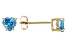 Pre-Owned Swiss Blue Topaz 10K Yellow Gold Childrens Heart Stud Earrings 0.94ctw