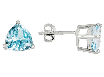 Picture of Pre-Owned Sky Blue Glacier Topaz Rhodium Over Sterling Silver Stud Earrings 4.30ctw