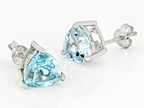 Pre-Owned Sky Blue Glacier Topaz Rhodium Over Sterling Silver Stud Earrings 4.30ctw