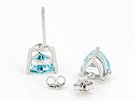 Pre-Owned Sky Blue Glacier Topaz Rhodium Over Sterling Silver Stud Earrings 4.30ctw