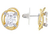 Pre-Owned White Cubic Zirconia Platineve(R) And 18k Yellow Gold Over Sterling Silver Holiday Earring