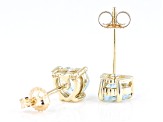 Pre-Owned Blue Aquamarine 10k Yellow Gold Heart Shaped Stud Earrings 0.80ctw
