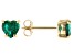 Pre-Owned Green Lab Created Emerald 10k Yellow Gold Stud Earrings .57ctw