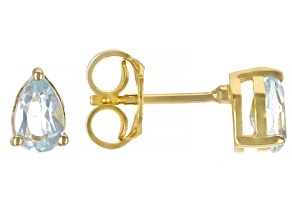 Pre-Owned Sky Blue Topaz 18K Yellow Gold Over Sterling Silver January Birthstone Earrings 0.87ctw