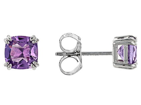 Pre-Owned Purple Amethyst Platinum Over Sterling Silver Stud Earring Set of 3 2.87ctw