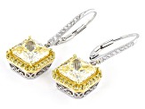 Pre-Owned Yellow And White Cubic Zirconia Platineve And 18k Yellow Gold Over Sterling Silver Earring