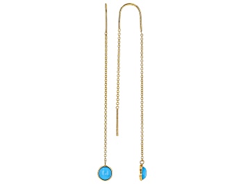 Picture of Pre-Owned Blue Sleeping Beauty Turquoise 10k Yellow Gold Threader Earrings