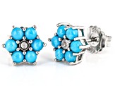 Pre-Owned Blue Sleeping Beauty Turquoise Rhodium Over Silver Stud Earrings 0.01ctw
