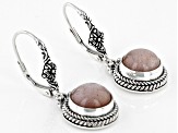 Pre-Owned Peach Moonstone Silver Dangle Earrings