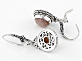 Pre-Owned Peach Moonstone Silver Dangle Earrings