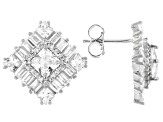 Pre-Owned White Cubic Zirconia Rhodium Over Sterling Silver Earrings 7.62ctw