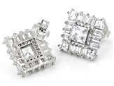Pre-Owned White Cubic Zirconia Rhodium Over Sterling Silver Earrings 7.62ctw