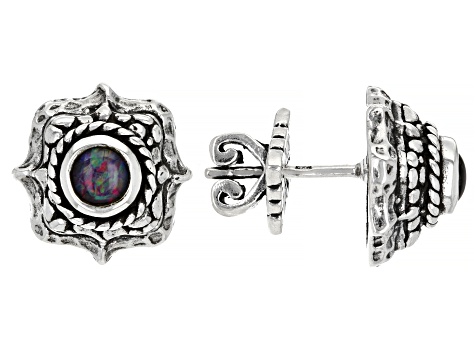 Pre-Owned Australian Opal Triplet Silver Earrings .42ctw