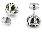 Pre-Owned Green Chrome Diopside Rhodium Over Sterling Silver Stud Earrings 3.95ctw
