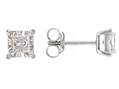 Pre-Owned White Diamond 10k White Gold Stud Earrings 0.50ctw