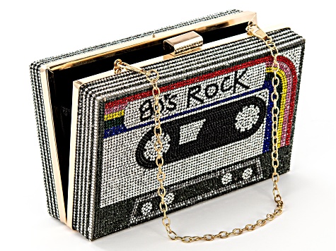 Pre-Owned Multi-Color Crystal Gold Tone "80s Rock" Radio Clutch