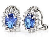 Pre-Owned Blue Lab Created Spinel Platinum Over Sterling Silver Clip-On Earrings 3.13ctw