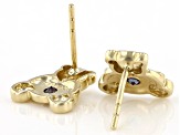 Pre-Owned Blue Lab Created Alexandrite 10k Yellow Gold Childrens Teddy Bear Stud Earrings .07ctw