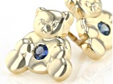 Pre-Owned Blue Sapphire 10k Yellow Gold Childrens Teddy Bear Stud Earrings .09ctw