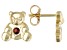 Pre-Owned Red Garnet 10k Yellow Gold Children's Teddy Bear Stud Earrings .09ctw