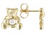 Pre-Owned White Zircon 10k Yellow Gold Children's Teddy Bear Stud Earrings .10ctw
