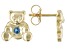 Pre-Owned London Blue Topaz 10k Yellow Gold Childrens Teddy Bear Stud Earrings .07ctw