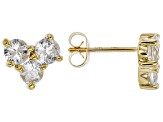 Pre-Owned White Zircon 10k Yellow Gold Stud Earrings 1.63ctw