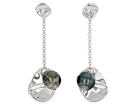 Pre-Owned Cultured Tahitian Pearl Rhodium Over Sterling Silver Earrings - PPR2539 - Vimarsana News
