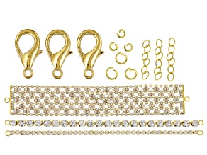 Pre-Owned Assorted Bracelet Crystal Chain Set in Gold Tone With Findings