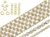 Pre-Owned Assorted Bracelet Crystal Chain Set in Gold Tone With Findings