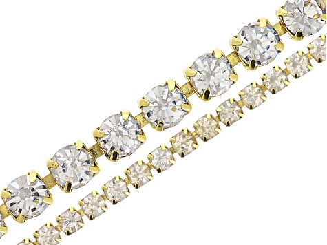Pre-Owned Assorted Bracelet Crystal Chain Set in Gold Tone With Findings