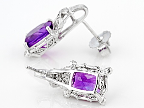 Pre-Owned Purple Amethyst Rhodium Over Sterling Silver Earrings 3.63ctw