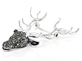 Pre-Owned Swiss blue topaz sterling silver reindeer brooch .03ctw
