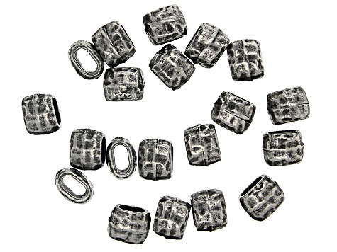 Pre-Owned Antiqued Pewter Tone Distressed Appx 4x2mm Barrel Shaped Bead Appx 20 Pieces