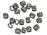 Pre-Owned Antiqued Pewter Tone Distressed Appx 4x2mm Barrel Shaped Bead Appx 20 Pieces