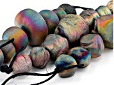 Pre-Owned Raku Ceramic Galactic Glaze Graduated Bead Strands in 3 Shapes 21 Beads Total