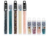 Pre-Owned Miyuki Tila, Miyuki Round & Superduo Czech Glass Seed Beads Set of 9 in Assorted Colors