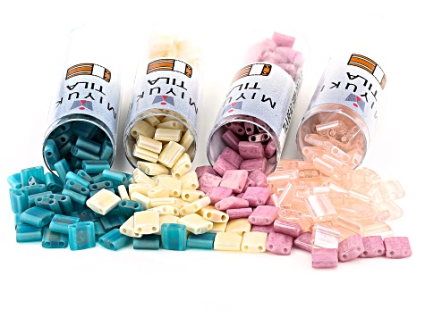 Pre-Owned Miyuki Tila, Miyuki Round & Superduo Czech Glass Seed Beads Set of 9 in Assorted Colors