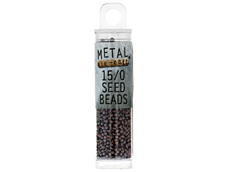 Pre-Owned 15/0 Metal Seed Beads in Antiqued Copper Tone appx 15 Grams