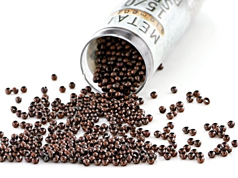 Pre-Owned 15/0 Metal Seed Beads in Antiqued Copper Tone appx 15 Grams