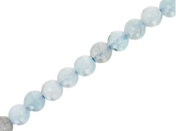 Picture of Pre-Owned Aquamarine Appx 8mm Faceted Round Large Hole Bead Strand Appx 7-8" Length