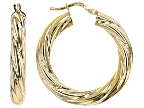 Pre-Owned 10K Yellow Gold 20MM Wide Torchon Hoop Earrings
