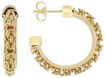 Picture of Pre-Owned 18k Yellow Gold Over Bronze Byzantine Hoop Earrings