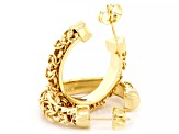 Pre-Owned 18k Yellow Gold Over Bronze Byzantine Hoop Earrings