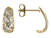Pre-Owned White Diamond 10k Yellow Gold J-Hoop Earrings 0.65ctw