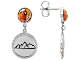 Pre-Owned Spiny Oyster Shell Rhodium Over Silver Earrings